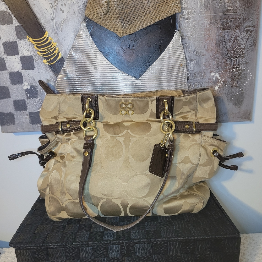 Coach Tan Shoulder Bag with Luxurious Leather Trim